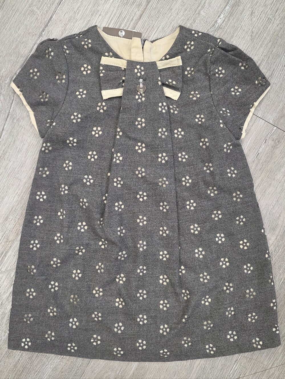 MAYORAL 18M Girls' Gray Floral Bow A-line Dress